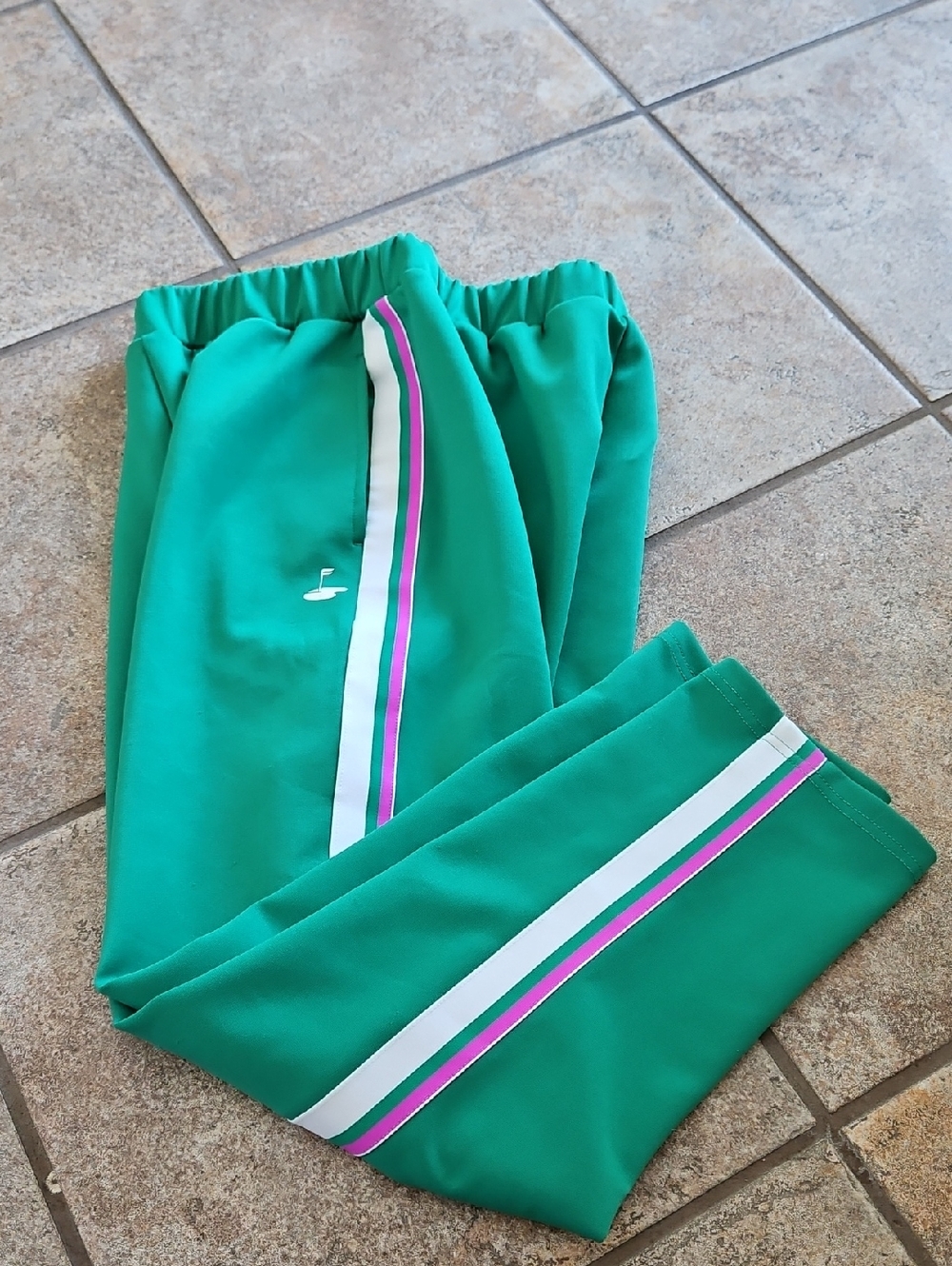 Fabletics Green Athletic Joggers with White Logo Tag
